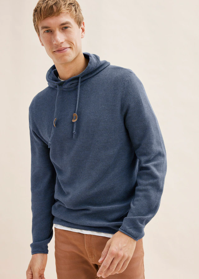 bonprix Strickpullover »Kapuzenpullover mit Baumwolle« aus Baumwolle und Polyacryl, mit Kapuze, Regular Fit