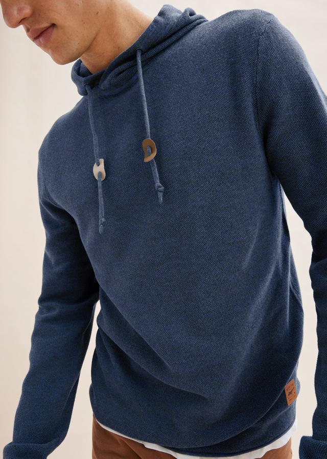 bonprix Strickpullover »Kapuzenpullover mit Baumwolle« aus Baumwolle und Polyacryl, mit Kapuze, Regular Fit