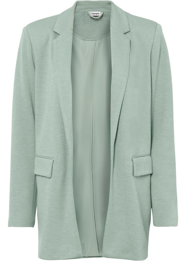 bonprix Jerseyblazer »Langer Jersey-Blazer mit Taschen« 1 mit Reverskragen, lockere Passform, aus Viskose und Polyester