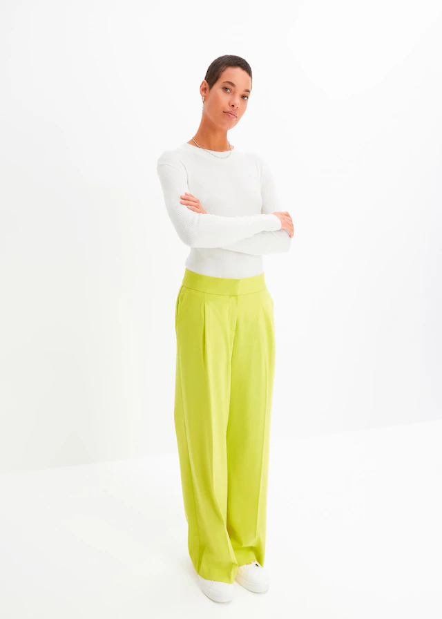 bonprix Marlene-Hose »Marlenehose« aus Polyester, Viskose und Elasthan, Regular Fit, weites Bein