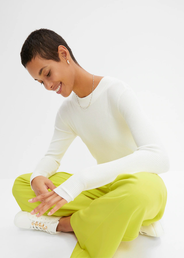 bonprix Marlene-Hose »Marlenehose« aus Polyester, Viskose und Elasthan, Regular Fit, weites Bein