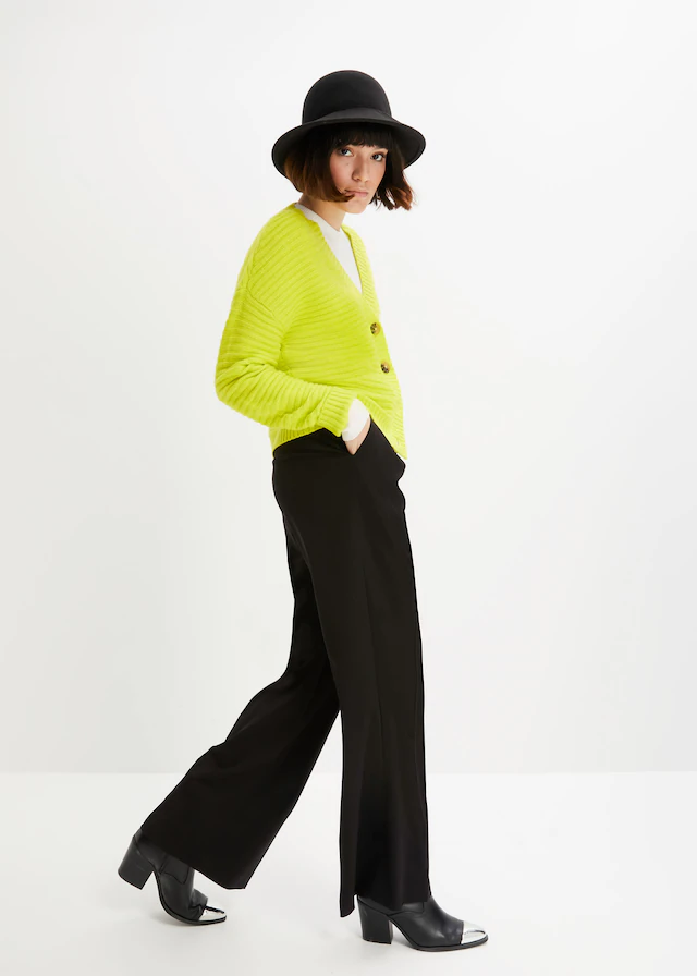 bonprix Marlene-Hose »Marlenehose« aus Polyester, Viskose und Elasthan, Regular Fit, weites Bein