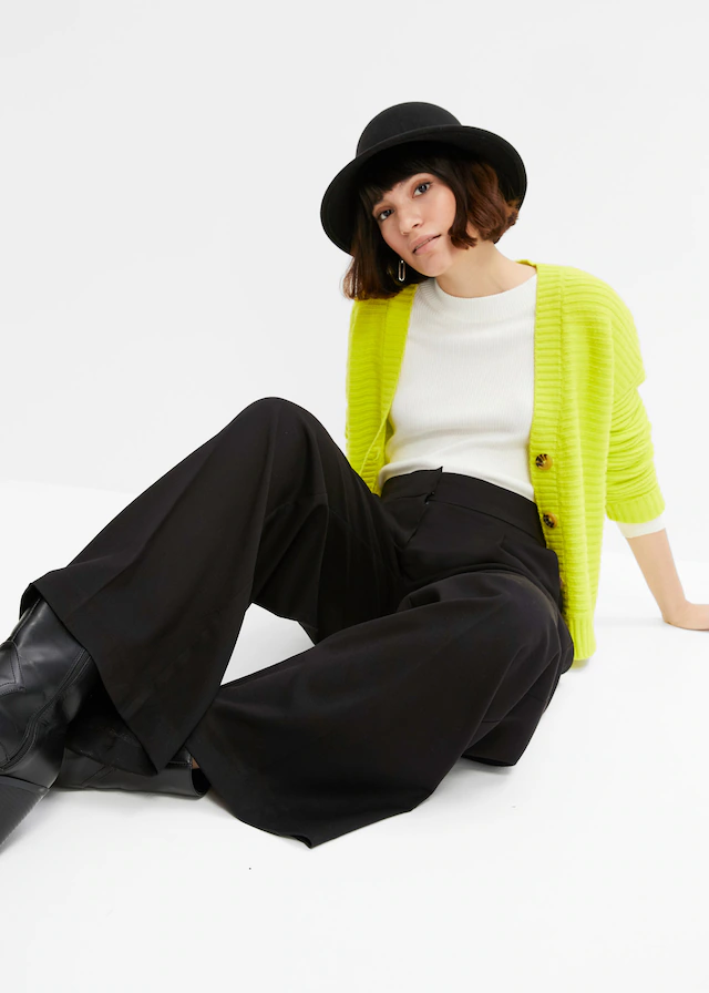 bonprix Marlene-Hose »Marlenehose« aus Polyester, Viskose und Elasthan, Regular Fit, weites Bein