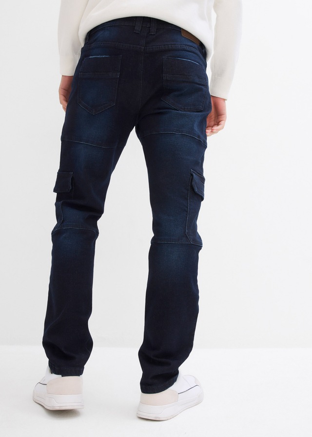 bonprix Cargojeans »Slim Fit Cargo-Stretch-Jeans, Straight« Slim Fit, aus Baumwolle und Elasthan, mit gewaschener Optik