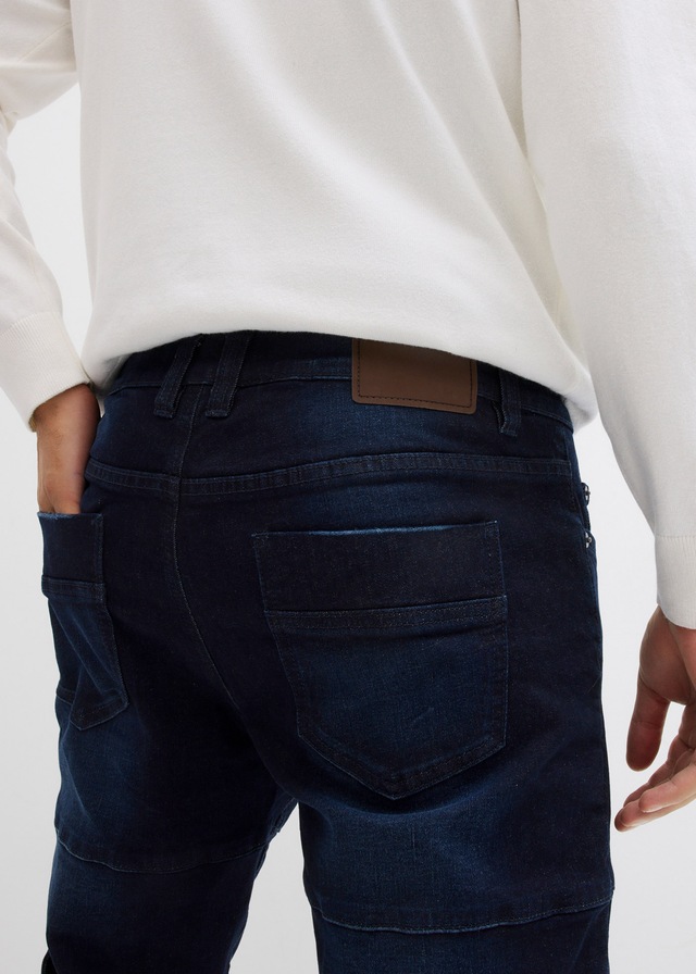 bonprix Cargojeans »Slim Fit Cargo-Stretch-Jeans, Straight« Slim Fit, aus Baumwolle und Elasthan, mit gewaschener Optik