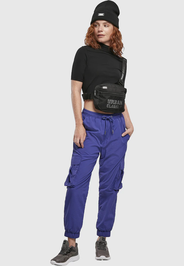 URBAN CLASSICS Schultertasche »Urban Classics Damen Ladies High Waist Crinkle Nylon Cargo Pants«