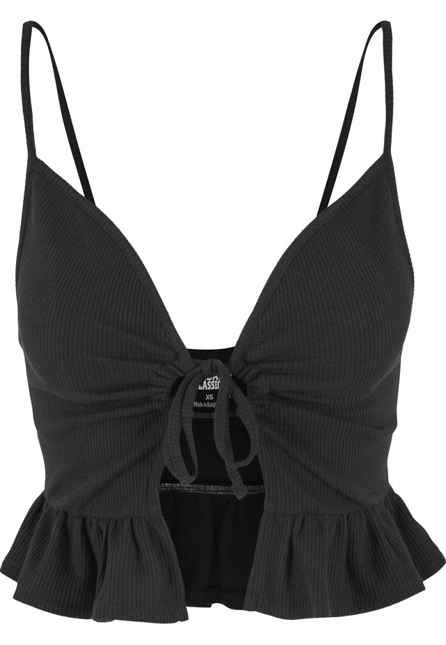 URBAN CLASSICS Tanktop »Urban Classics Damen Ladies Waffle Pique Ruffle Top«