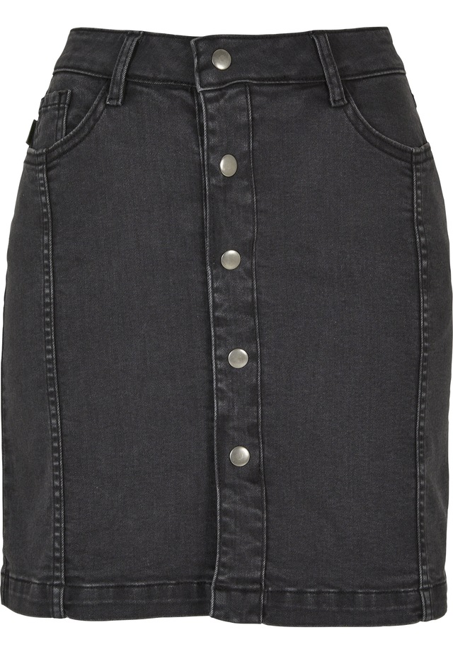 URBAN CLASSICS Sommerrock »Urban Classics Damen Ladies Organic Stretch Button Denim Skirt« 1 Stk.