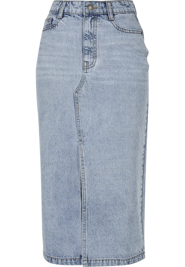 URBAN CLASSICS Jerseyrock »Urban Classics Damen Ladies Midi Denim Skirt« 1 Stk.