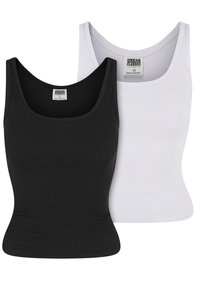 URBAN CLASSICS Tanktop »Urban Classics Ladies Organic Basic Rib Top 2-Pack«