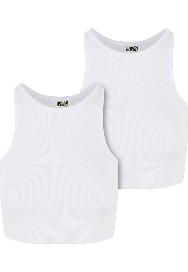 URBAN CLASSICS Tanktop »Urban Classics Ladies Organic Cropped Rib Top 2-Pack«