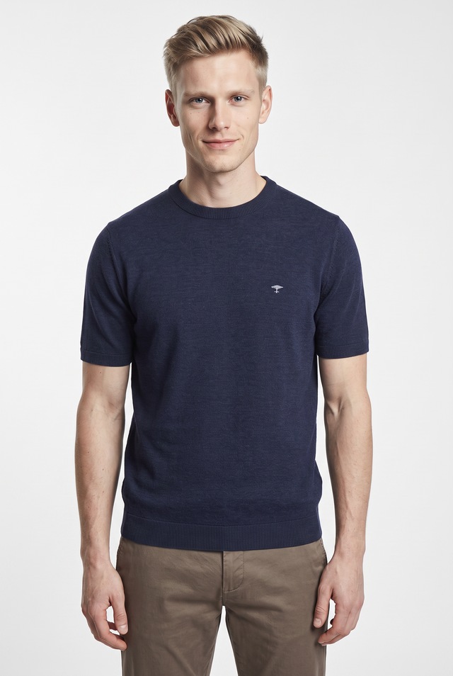FYNCH-HATTON Strickpullover Sommerpullover - halbarm - mit Stickerei