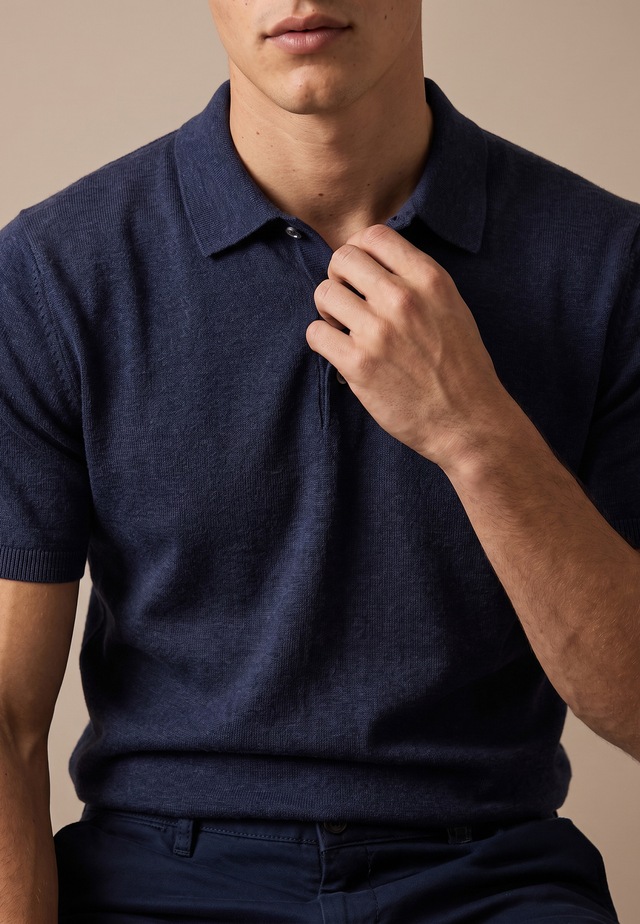 FYNCH-HATTON Polokragenpullover Sommershirt mit Stickerei