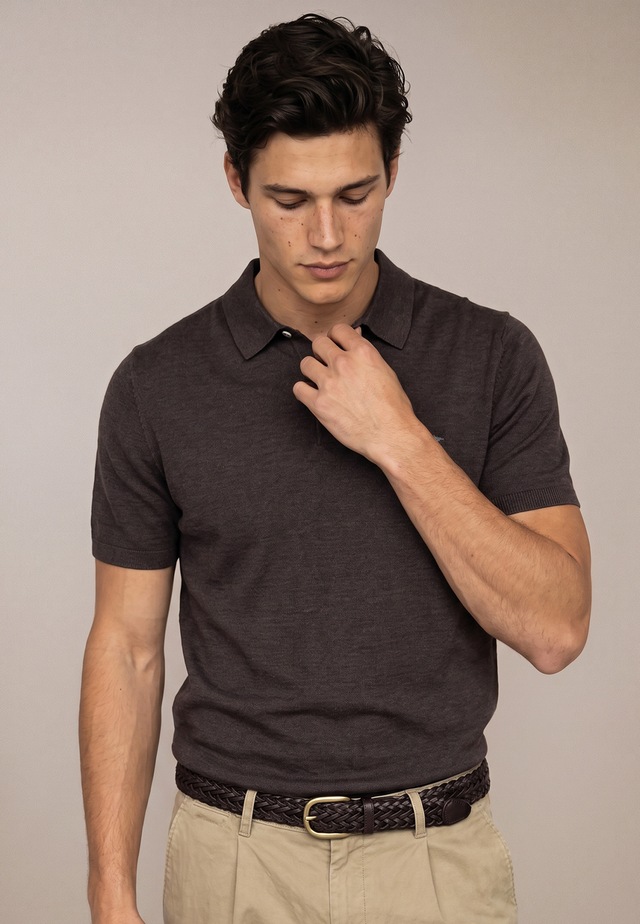 FYNCH-HATTON Polokragenpullover Sommershirt mit Stickerei