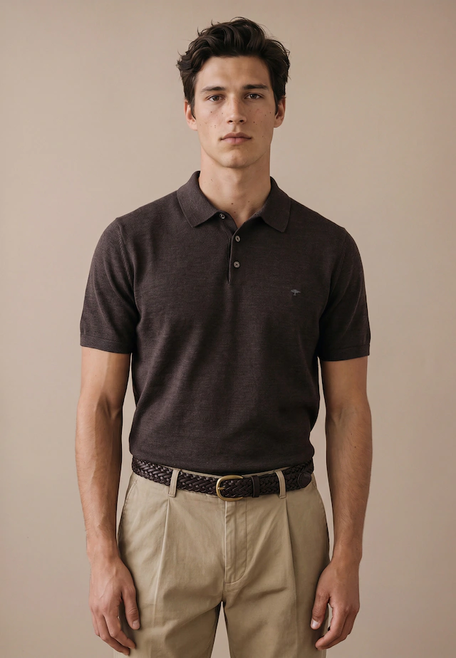 FYNCH-HATTON Polokragenpullover Sommershirt mit Stickerei