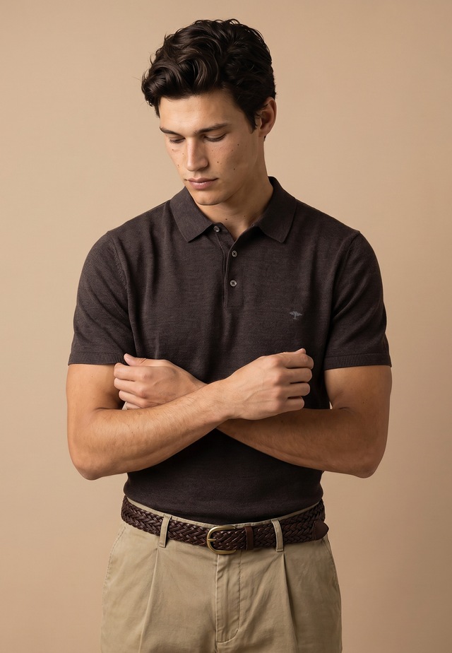 FYNCH-HATTON Polokragenpullover Sommershirt mit Stickerei