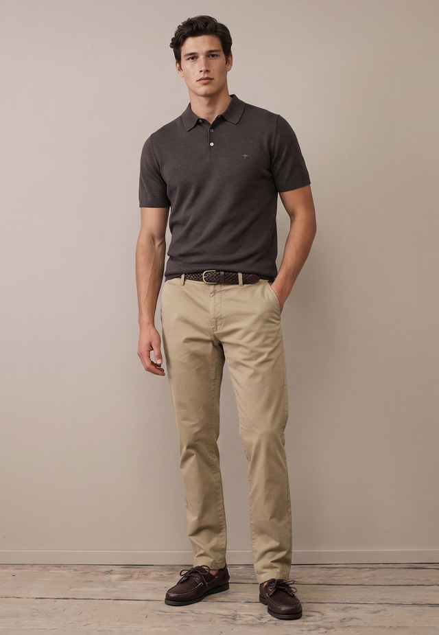 FYNCH-HATTON Polokragenpullover Sommershirt mit Stickerei