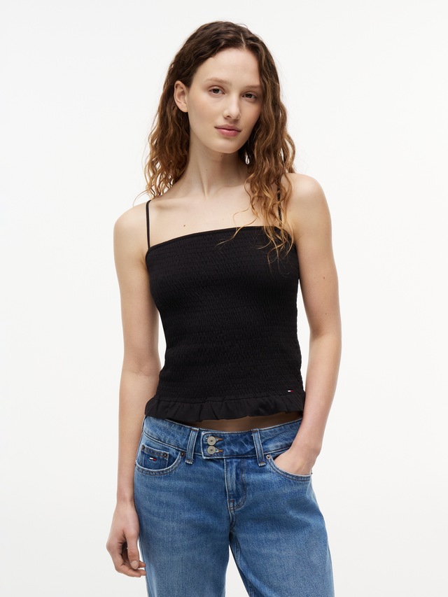 Tommy Jeans Smoktop »TJW SLIM SMOCK STRAPPY TOP« Baumwollmischung, slim fit