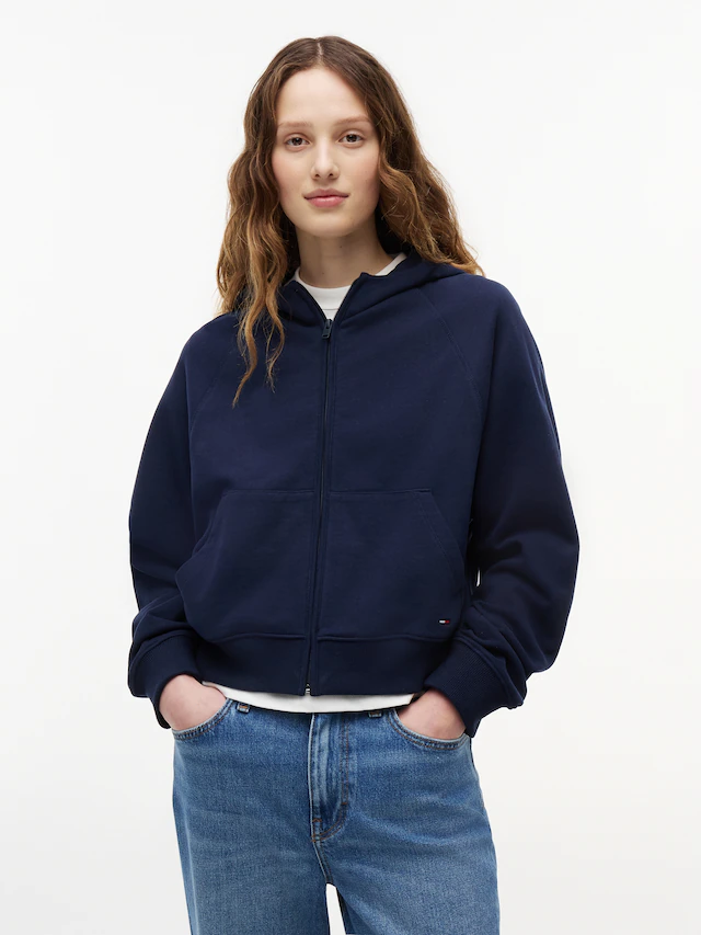 Tommy Jeans Kapuzensweatjacke »TJW BXY S FLAG ZIP THRU HOODIE« Baumwolle, Kapuze, Kängurutasche