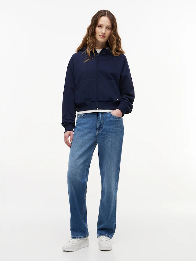 Tommy Jeans Kapuzensweatjacke »TJW BXY S FLAG ZIP THRU HOODIE« Baumwolle, Kapuze, Kängurutasche