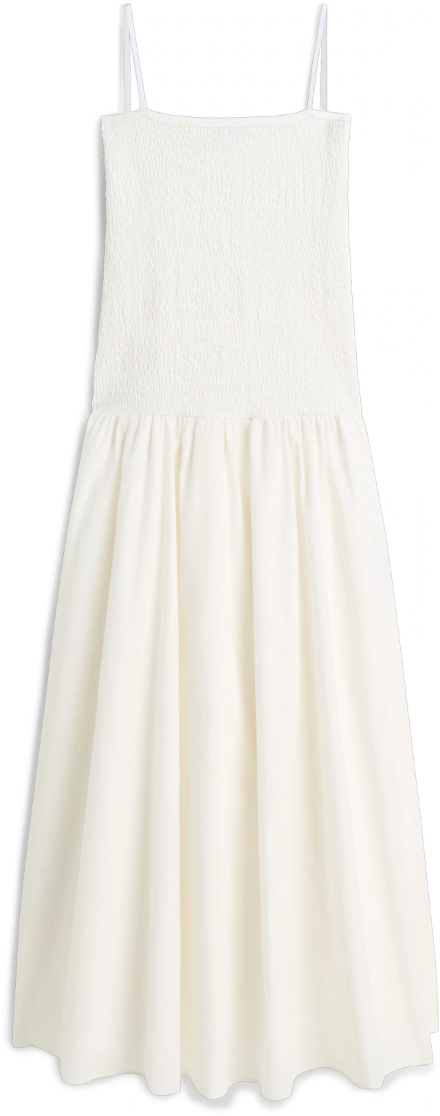 Tommy Jeans Trägerkleid »TJW SMOCK FABRIC MIX MAXI DRESS« Baumwolle, gesmoktes Oberteil, schmale Träger