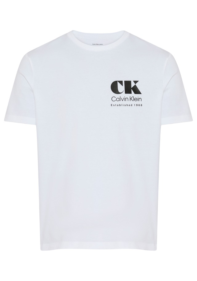 Calvin Klein Jeans T-Shirt Rundhalsausschnitt, reine Baumwolle, großer Rückendruck