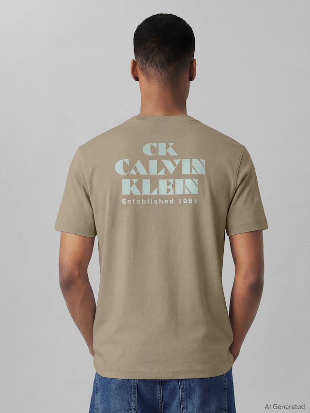 Calvin Klein Jeans T-Shirt Rundhalsausschnitt, reine Baumwolle, großer Rückendruck