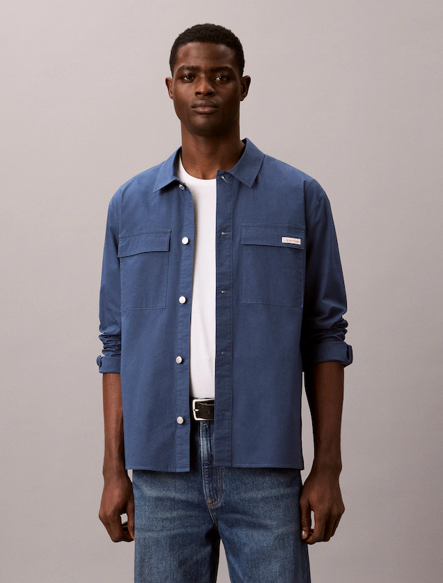 Calvin Klein Jeans Outdoorhemd »Overshirt LS COTTON NYLON UTI« bequeme Passform, Hemdkragen, Markenlabel
