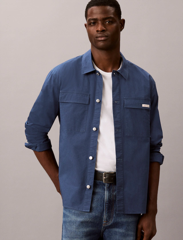 Calvin Klein Jeans Outdoorhemd »Overshirt LS COTTON NYLON UTI« bequeme Passform, Hemdkragen, Markenlabel