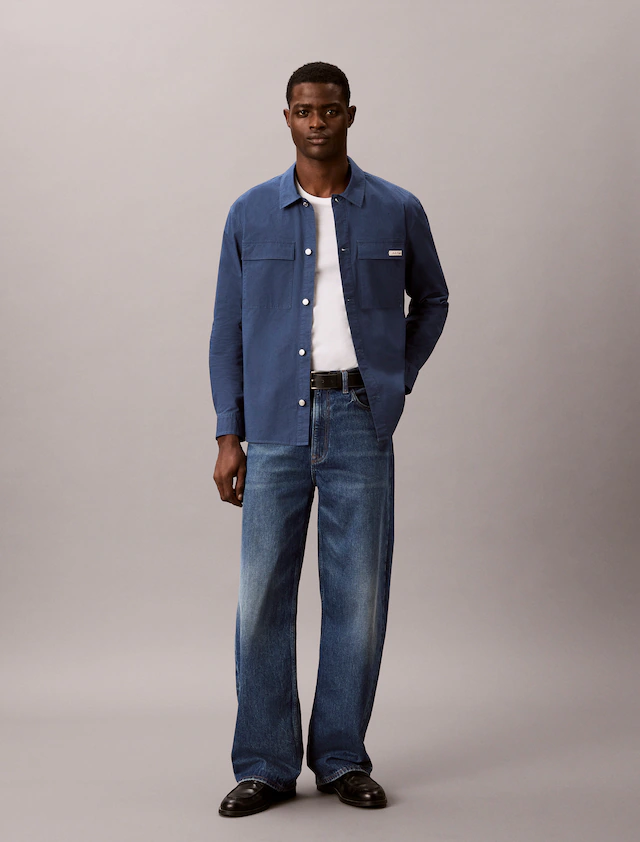 Calvin Klein Jeans Outdoorhemd »Overshirt LS COTTON NYLON UTI« bequeme Passform, Hemdkragen, Markenlabel