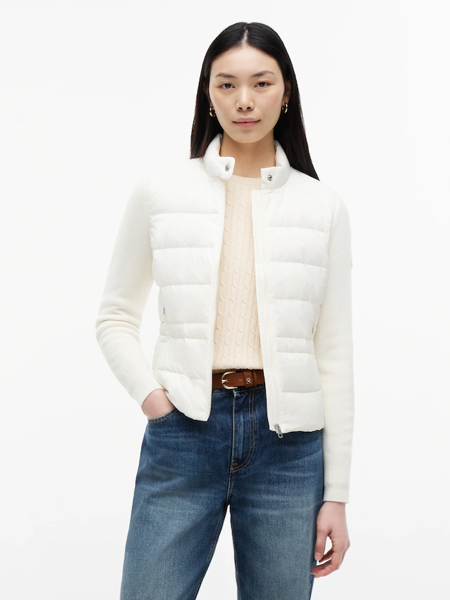 Tommy Hilfiger Daunenjacke »LW DOWN KNIT MIX JACKET« ohne Kapuze Stehkragen, Materialmix mit Steppqualität