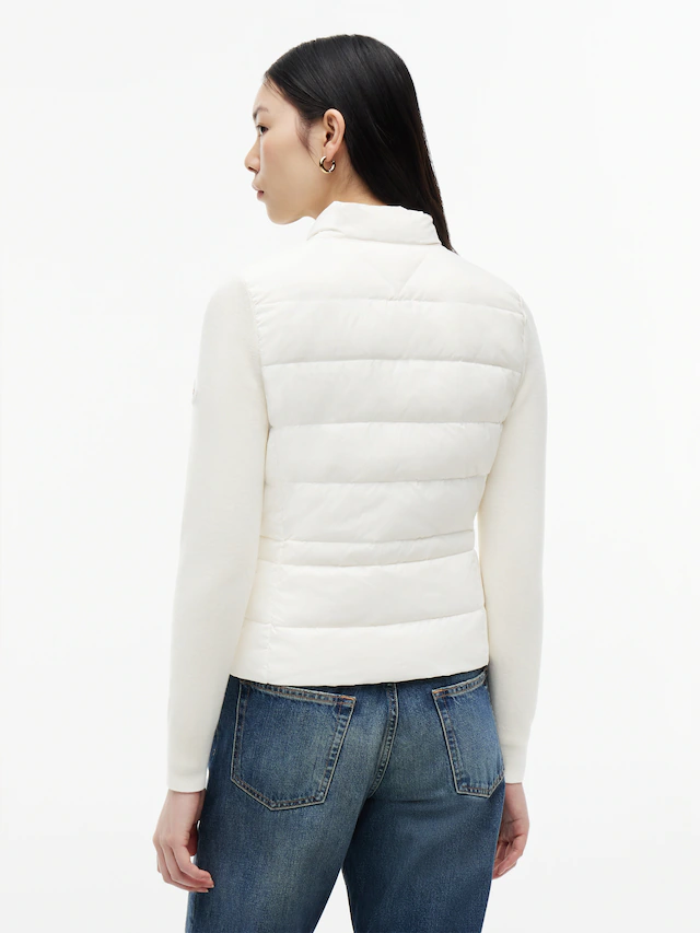 Tommy Hilfiger Daunenjacke »LW DOWN KNIT MIX JACKET« ohne Kapuze Stehkragen, Materialmix mit Steppqualität