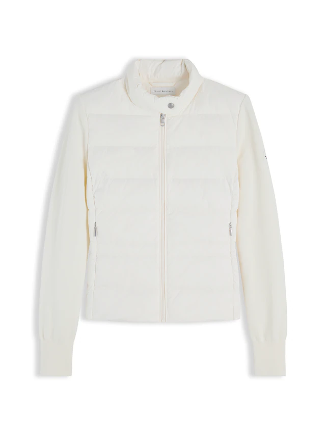 Tommy Hilfiger Daunenjacke »LW DOWN KNIT MIX JACKET« ohne Kapuze Stehkragen, Materialmix mit Steppqualität