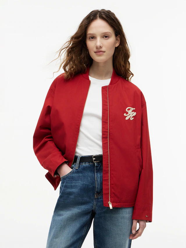 Tommy Hilfiger Bomberjacke »COTTON BOMBER« ohne Kapuze Baumwollmischung, mit Logostickerei