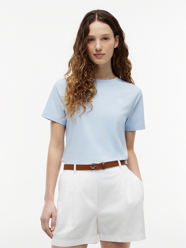Tommy Hilfiger Kurzarmshirt »TH SCRIPT REG C-NK SS TEE« Baumwollmischung, regular fit