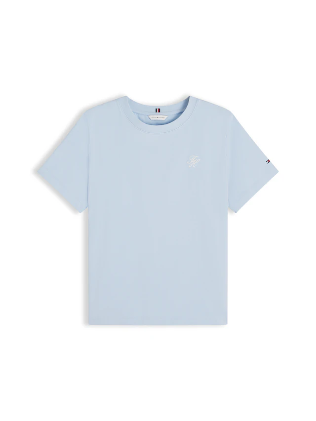 Tommy Hilfiger Kurzarmshirt »TH SCRIPT REG C-NK SS TEE« Baumwollmischung, regular fit