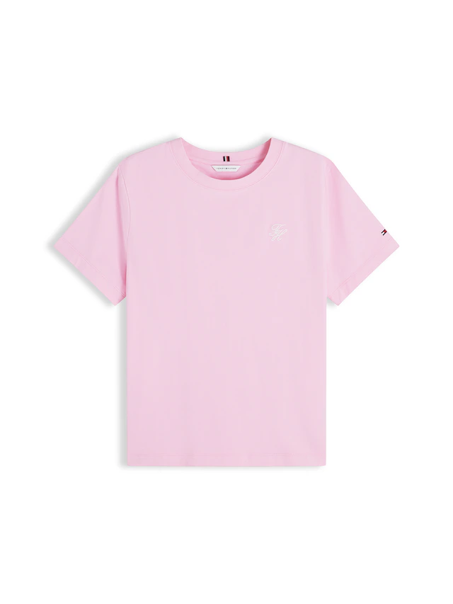 Tommy Hilfiger Kurzarmshirt »TH SCRIPT REG C-NK SS TEE« Baumwollmischung, regular fit