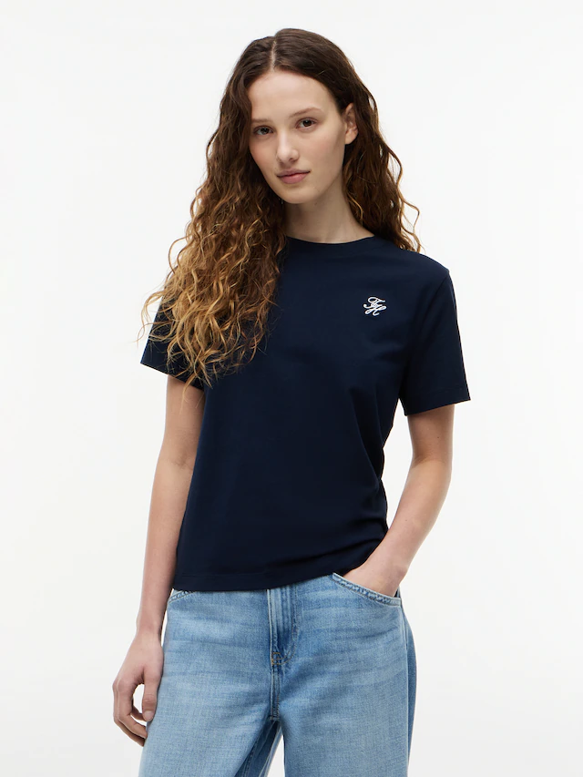 Tommy Hilfiger Kurzarmshirt »TH SCRIPT REG C-NK SS TEE« Baumwollmischung, regular fit