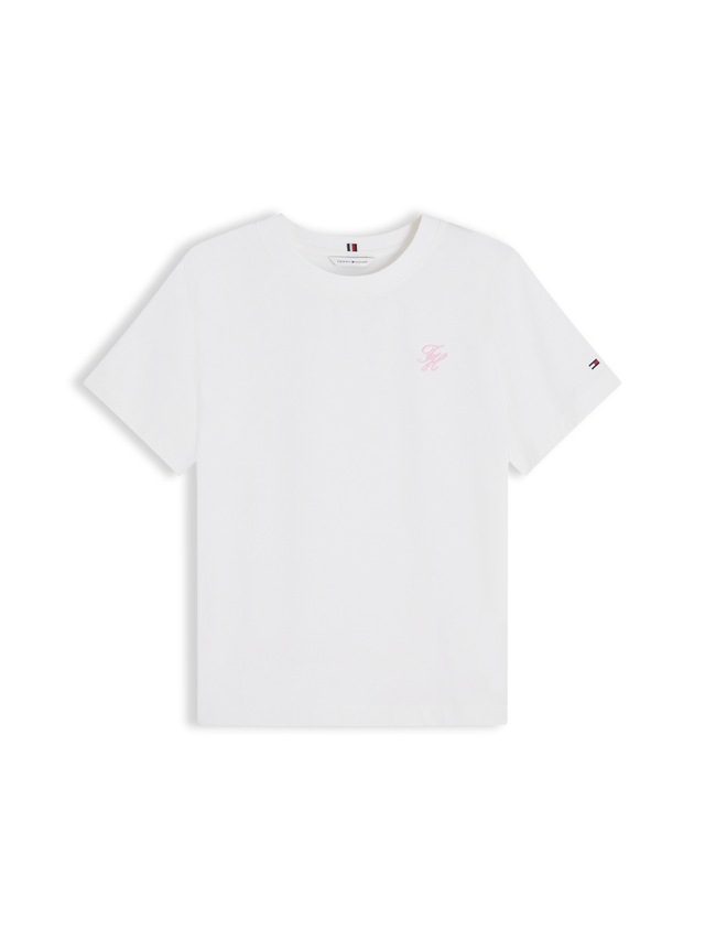 Tommy Hilfiger Kurzarmshirt »TH SCRIPT REG C-NK SS TEE« Baumwollmischung, regular fit
