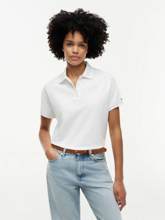 Tommy Hilfiger Poloshirt »TH SCRIPT MODERN SS POLO« Baumwollmischung, Polokragen, kurze Knopfleiste