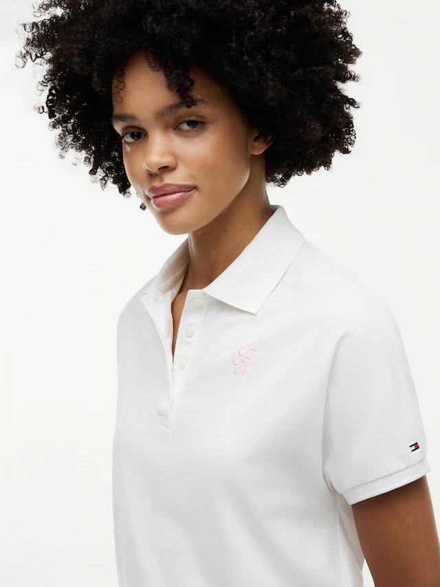 Tommy Hilfiger Poloshirt »TH SCRIPT MODERN SS POLO« Baumwollmischung, Polokragen, kurze Knopfleiste