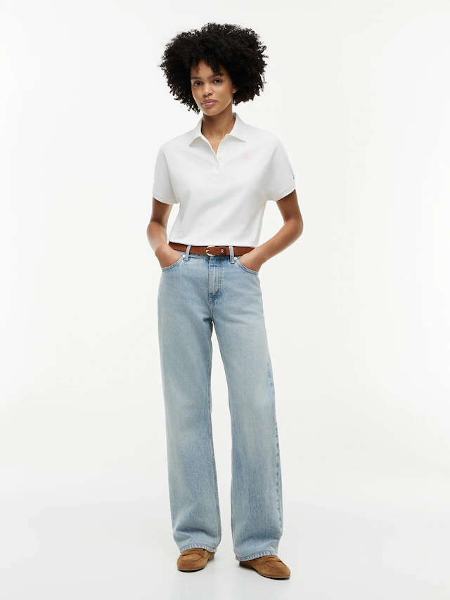Tommy Hilfiger Poloshirt »TH SCRIPT MODERN SS POLO« Baumwollmischung, Polokragen, kurze Knopfleiste