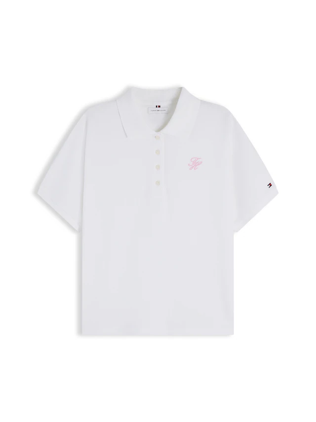 Tommy Hilfiger Poloshirt »TH SCRIPT MODERN SS POLO« Baumwollmischung, Polokragen, kurze Knopfleiste