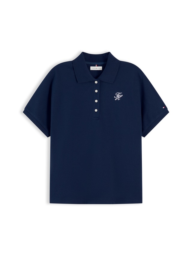 Tommy Hilfiger Poloshirt »TH SCRIPT MODERN SS POLO« Baumwollmischung, Polokragen, kurze Knopfleiste