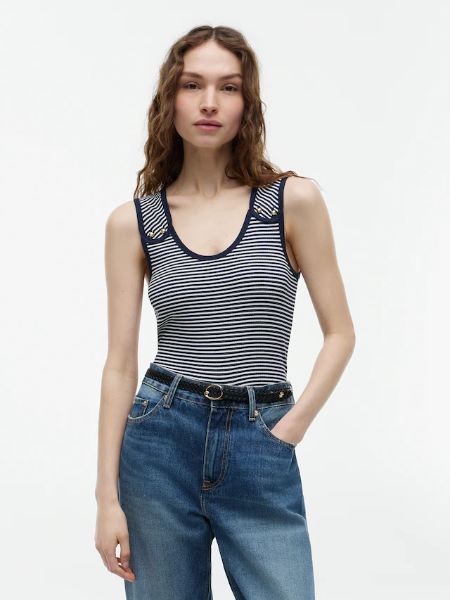 Tommy Hilfiger Tanktop »GOLD BUTTON U-NK TANK« Viskosemischung, goldfarbene Knöpfe