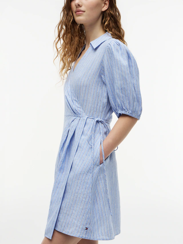 Tommy Hilfiger Wickelkleid »SUMMER LINEN WRAP TIE SHORT DRS« reines Leinen
