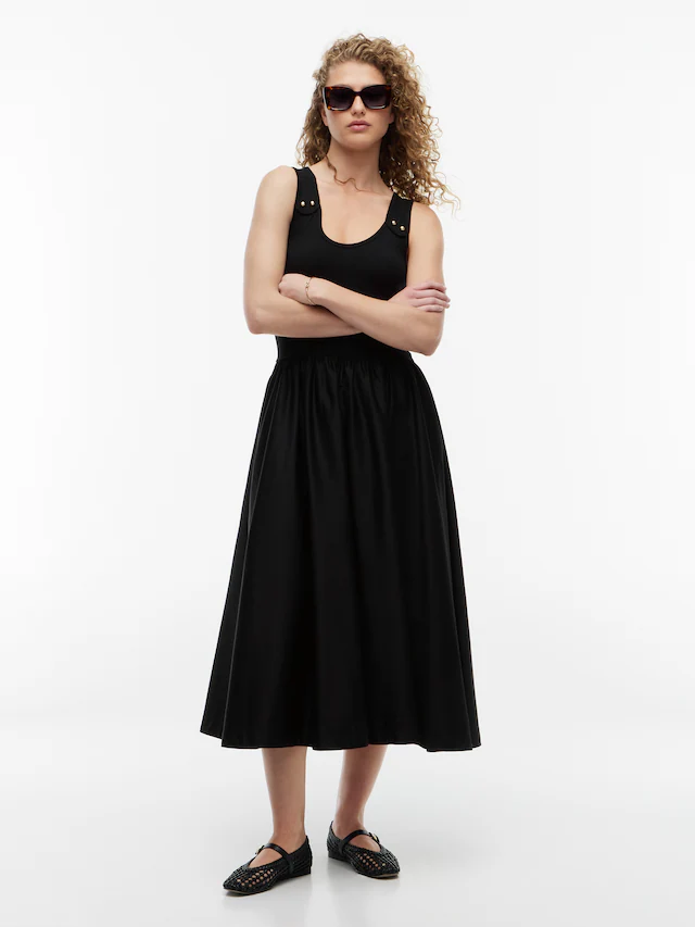 Tommy Hilfiger A-Linien-Kleid »5X2 RIB MIX MEDIA DRESS« Eingrifftaschen Baumwollmischung, figurbetont, Oberteil in gerippter Struktur