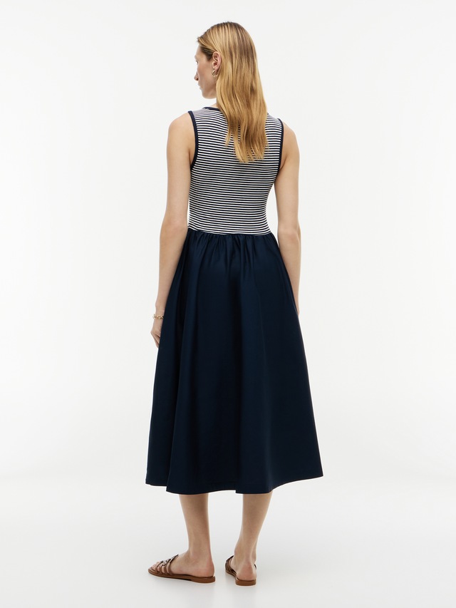 Tommy Hilfiger A-Linien-Kleid »5X2 RIB MIX MEDIA DRESS« Eingrifftaschen Baumwollmischung, figurbetont, Oberteil in gerippter Struktur