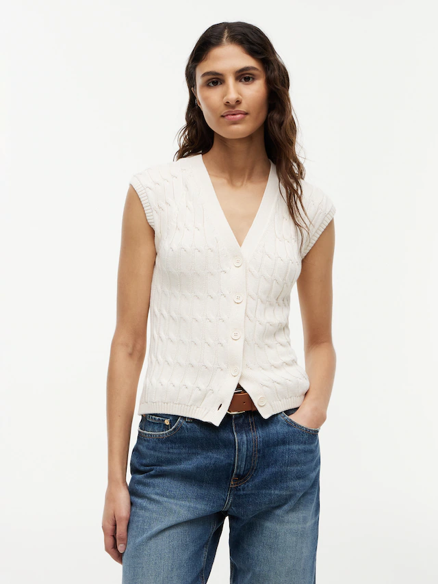 Tommy Hilfiger Strickweste »MID GG CABLE VEST CARDI« Baumwolle, mit Zopfstrickmuster