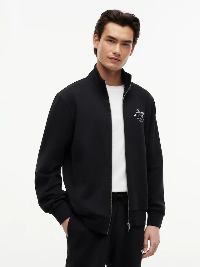 Tommy Hilfiger Sweatjacke »SCRIPT STACK FZ STAND COLLAR«